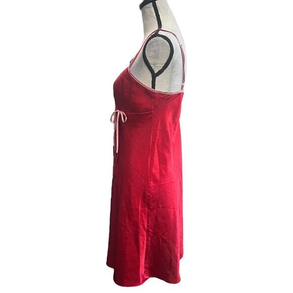 VTG Y2K Premiere Collection Red & Pink Floral Embroidered Wrap Slip Dress M/L - Picture 4 of 5